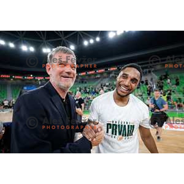 in action during fourth match of the Finals of OTP Bank League 2024/2025 between Cedevita Olimpija and Krka in SRC Stozice, Ljubljana, Slovenia on June 9, 2025