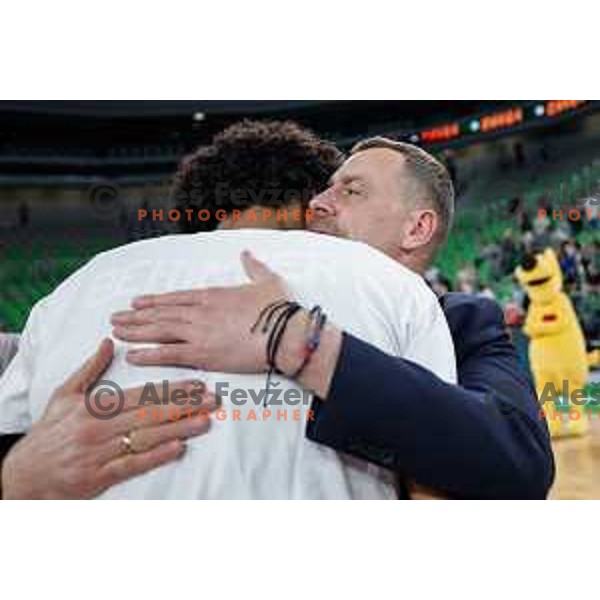 in action during fourth match of the Finals of OTP Bank League 2024/2025 between Cedevita Olimpija and Krka in SRC Stozice, Ljubljana, Slovenia on June 9, 2025