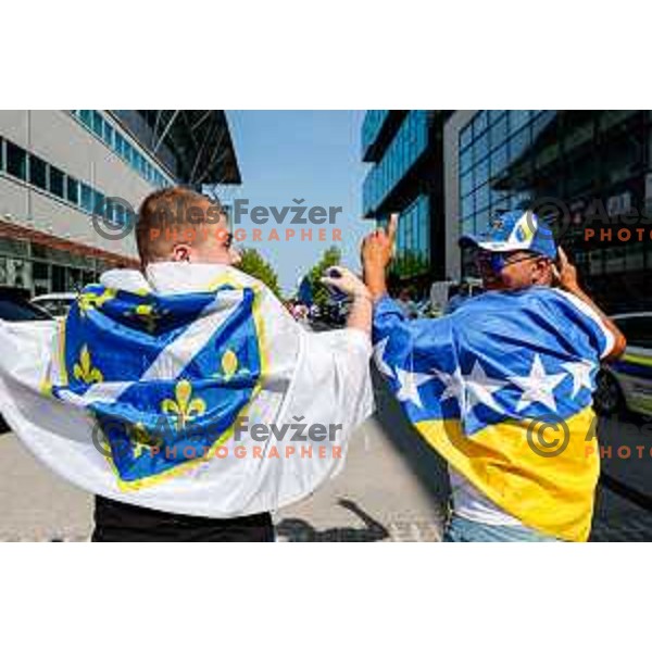 Bosnian fans during international friendly football match between Slovenia and Bosnia and Herzegovina in Celje, Slovenia on June 10, 2025.