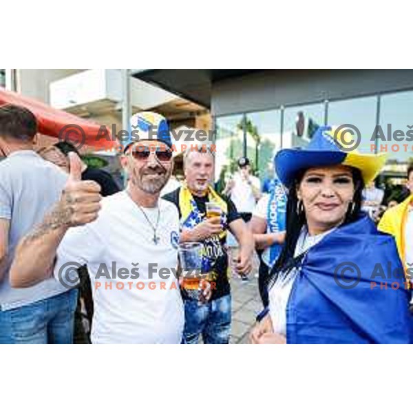 Bosnian fans during international friendly football match between Slovenia and Bosnia and Herzegovina in Celje, Slovenia on June 10, 2025.