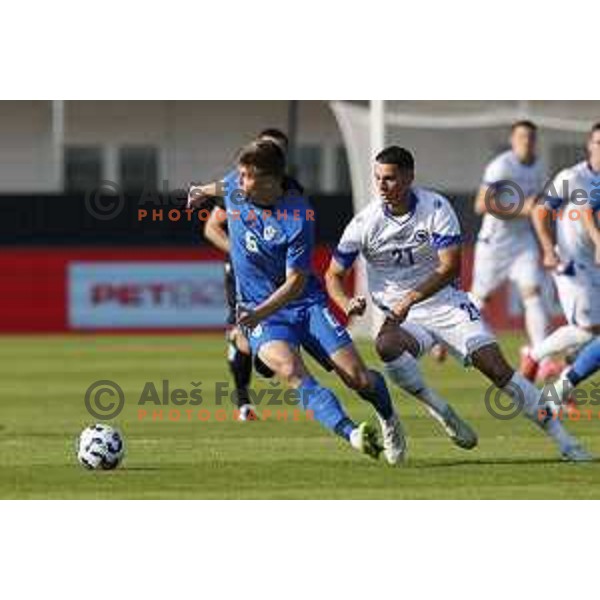 Jaka Bijol in action during international friendly football match between Slovenia and Bosnia and Herzegovina in Celje, Slovenia on June 10, 2025