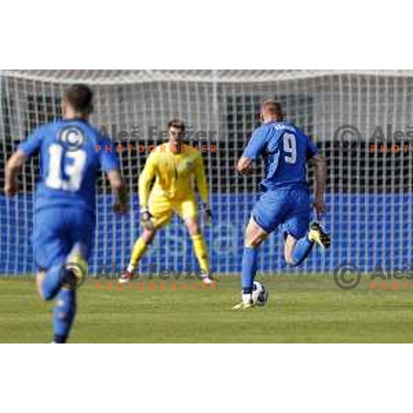 Blaz Kramer in action during international friendly football match between Slovenia and Bosnia and Herzegovina in Celje, Slovenia on June 10, 2025.