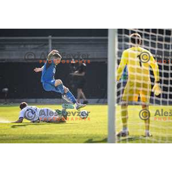 Erik Janza in action during friendly football match between national team of Slovenia and Bosnia and Herzegovina in Stadion z’dezele, Celje, Slovenia on June 10, 2025. Photo: Jure Banfi
