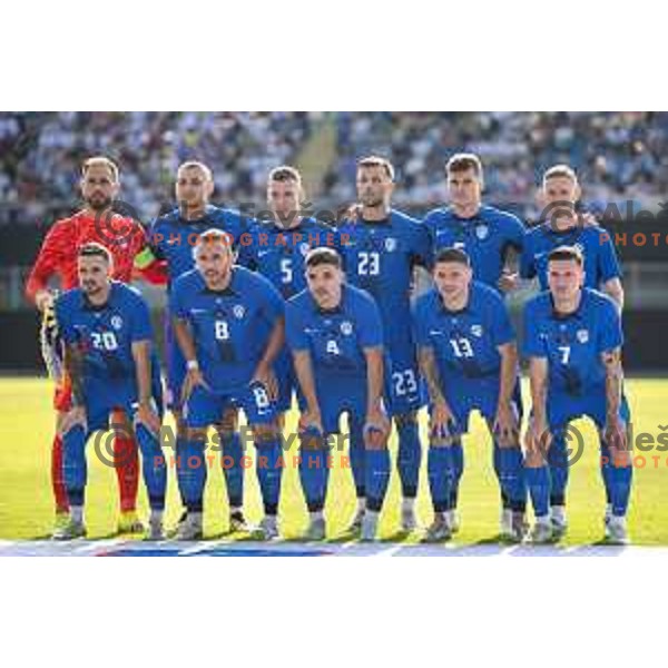 Team Slovenia starting eleven before friendly football match between national team of Slovenia and Bosnia and Herzegovina in Stadion z’dezele, Celje, Slovenia on June 10, 2025. Photo: Jure Banfi