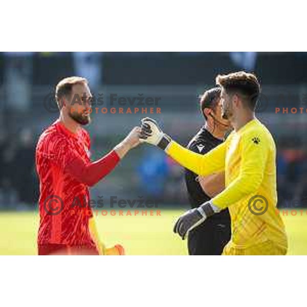 Jan Oblak and Nikoila Vasilj during friendly football match between national team of Slovenia and Bosnia and Herzegovina in Stadion z’dezele, Celje, Slovenia on June 10, 2025. Photo: Jure Banfi
