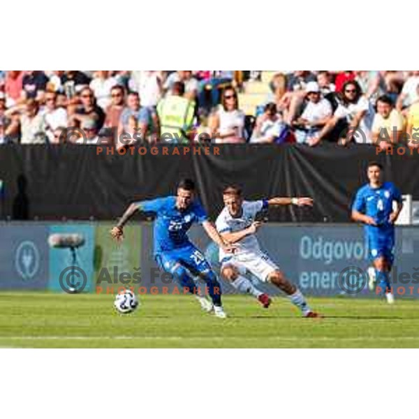 Petar Stojanovic in action during international friendly football match between Slovenia and Bosnia and Herzegovina in Celje, Slovenia on June 10, 2025
