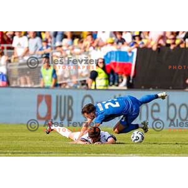 David Brekalo in action during international friendly football match between Slovenia and Bosnia and Herzegovina in Celje, Slovenia on June 10, 2025.