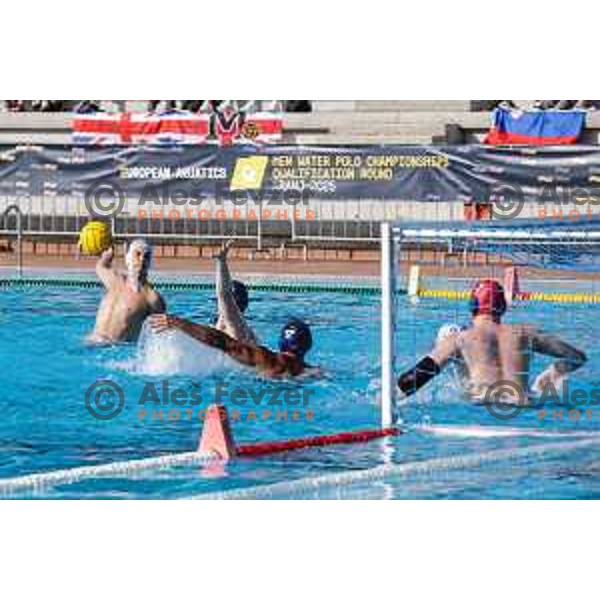 in action during Waterpolo Men\'s EPWC 2026 Qualification Round match between Slovenia and Great Britain in Kranj on June 10, 2025 