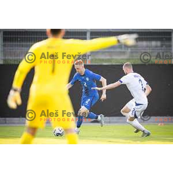 Zan Karnicnik in action during friendly football match between national team of Slovenia and Bosnia and Herzegovina in Stadion z’dezele, Celje, Slovenia on June 10, 2025. Photo: Jure Banfi