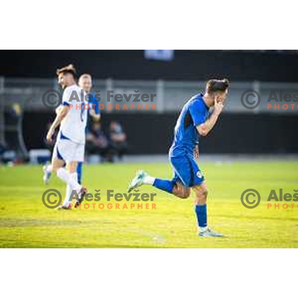Benjamin Verbic celebrates goal during friendly football match between national team of Slovenia and Bosnia and Herzegovina in Stadion z’dezele, Celje, Slovenia on June 10, 2025. Photo: Jure Banfi
