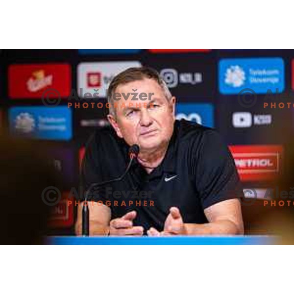 Matjaz Kek, head coach of Slovenia at the press conference after friendly football match between national team of Slovenia and Bosnia and Herzegovina in Stadion z’dezele, Celje, Slovenia on June 10, 2025. Photo: Jure Banfi