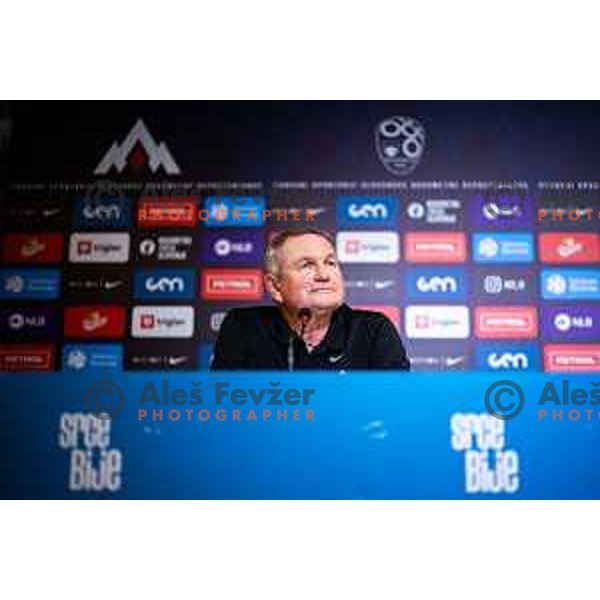 Matjaz Kek, head coach of Slovenia at the press conference after friendly football match between national team of Slovenia and Bosnia and Herzegovina in Stadion z’dezele, Celje, Slovenia on June 10, 2025. Photo: Jure Banfi