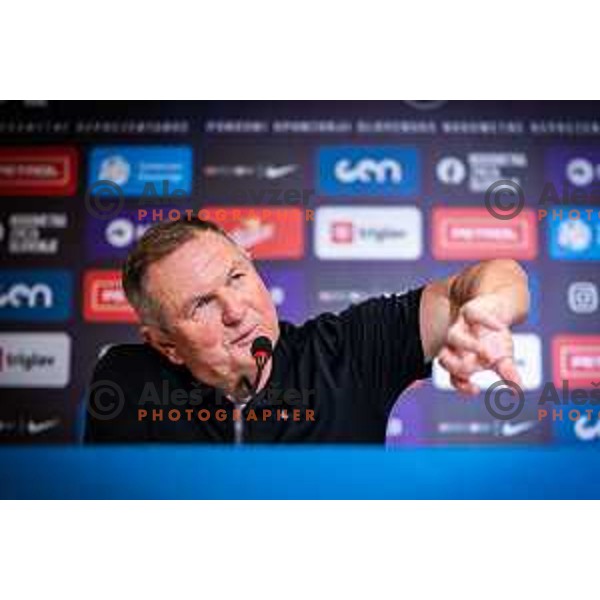 Matjaz Kek, head coach of Slovenia at the press conference after friendly football match between national team of Slovenia and Bosnia and Herzegovina in Stadion z’dezele, Celje, Slovenia on June 10, 2025. Photo: Jure Banfi