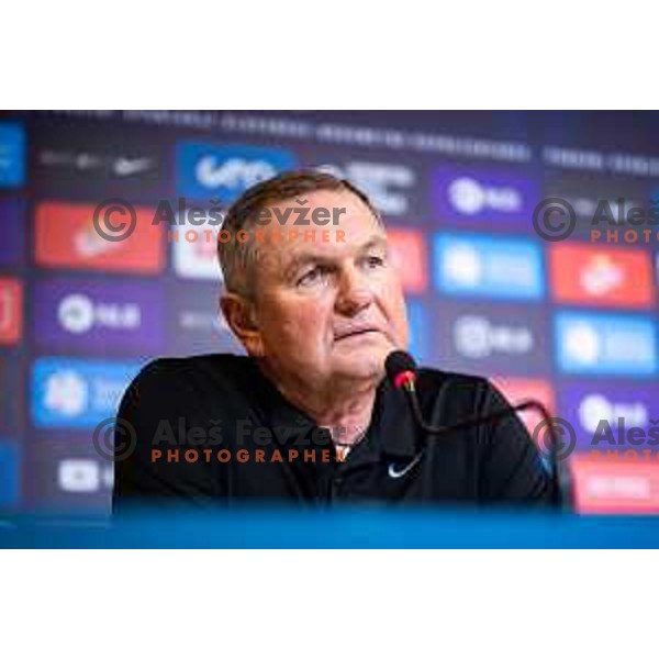 Matjaz Kek, head coach of Slovenia at the press conference after friendly football match between national team of Slovenia and Bosnia and Herzegovina in Stadion z’dezele, Celje, Slovenia on June 10, 2025. Photo: Jure Banfi