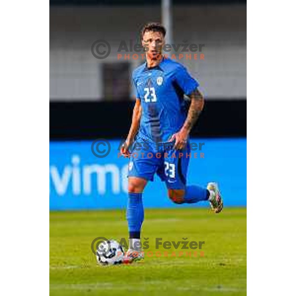 David Brekalo in action during international friendly football match between Slovenia and Bosnia and Herzegovina in Celje, Slovenia on June 10, 2025.