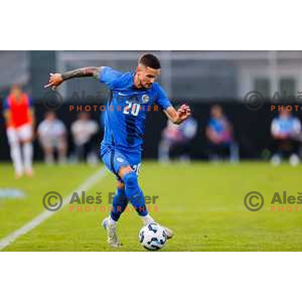 Petar Stojanovic in action during international friendly football match between Slovenia and Bosnia and Herzegovina in Celje, Slovenia on June 10, 2025
