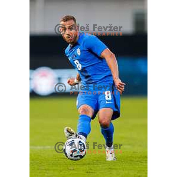 Sandi Lovric in action during international friendly football match between Slovenia and Bosnia and Herzegovina in Celje, Slovenia on June 10, 2025.