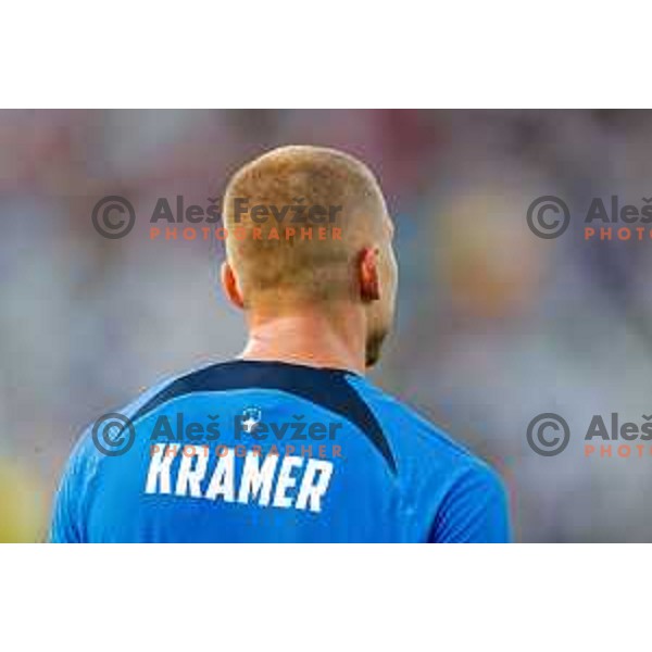 Blaz Kramer in action during international friendly football match between Slovenia and Bosnia and Herzegovina in Celje, Slovenia on June 10, 2025.