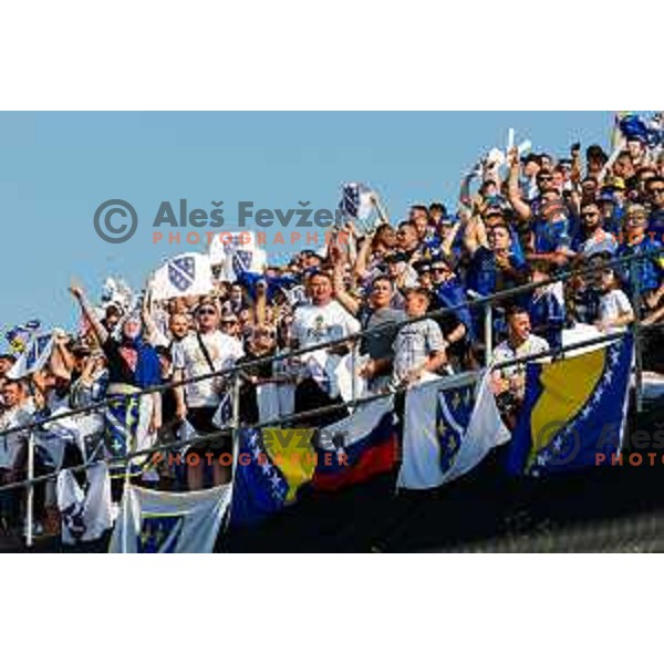 Bosnian fans during international friendly football match between Slovenia and Bosnia and Herzegovina in Celje, Slovenia on June 10, 2025.