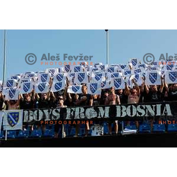 Bosnian fans during international friendly football match between Slovenia and Bosnia and Herzegovina in Celje, Slovenia on June 10, 2025.