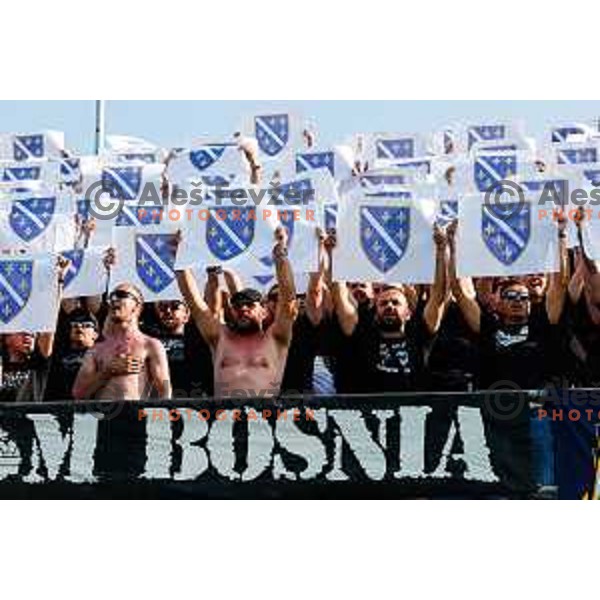 Bosnian fans during international friendly football match between Slovenia and Bosnia and Herzegovina in Celje, Slovenia on June 10, 2025.