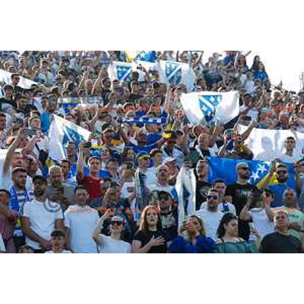 Bosnian fans during international friendly football match between Slovenia and Bosnia and Herzegovina in Celje, Slovenia on June 10, 2025.