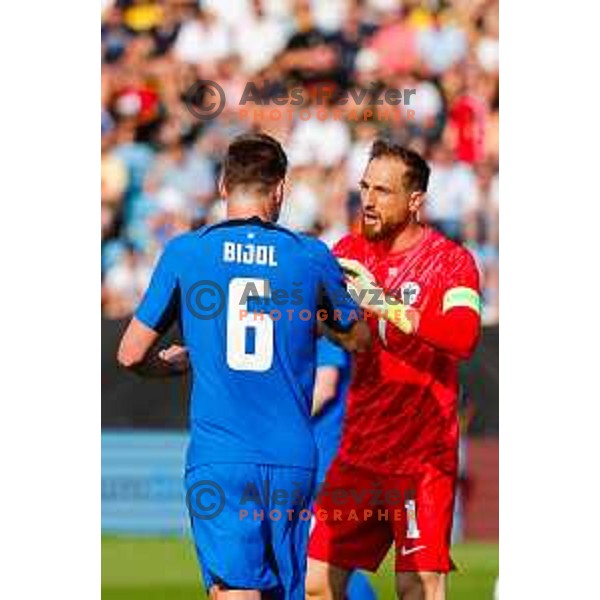Jan Oblak and Jaka Bijol at international friendly football match between Slovenia and Bosnia and Herzegovina in Celje, Slovenia on June 10, 2025