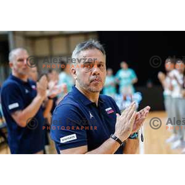 Georgios Dikaloulakos, head coach of Slovenia during preparation match for Women’s EuroBasket 2025 between Slovenia and Montenegro in Tivoli Hall, Ljubljana, Slovenia on June 11, 2025