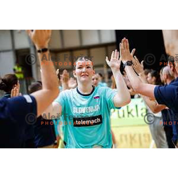 Teja Gorsic in action during preparation match for Women’s EuroBasket 2025 between Slovenia and Montenegro in Tivoli Hall, Ljubljana, Slovenia on June 11, 2025