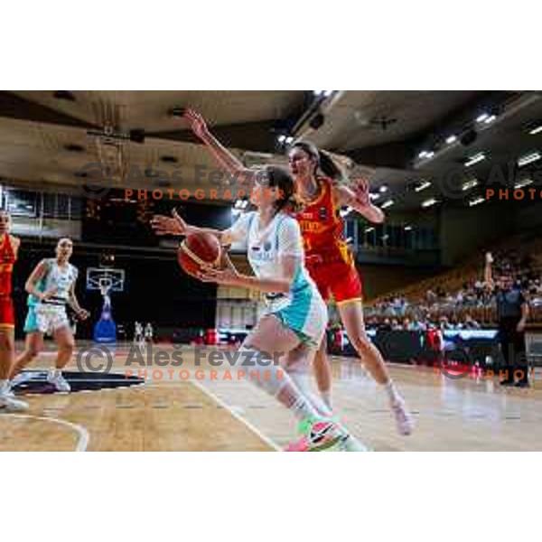 Eva Lisec in action during preparation match for Women’s EuroBasket 2025 between Slovenia and Montenegro in Tivoli Hall, Ljubljana, Slovenia on June 11, 2025