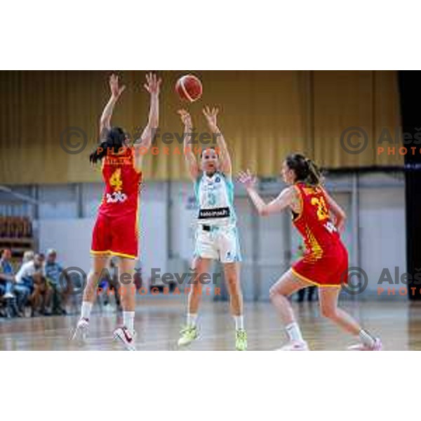 Teja Oblak of Slovenia in action during preparation match for Women’s EuroBasket 2025 between Slovenia and Montenegro in Tivoli Hall, Ljubljana, Slovenia on June 11, 2025