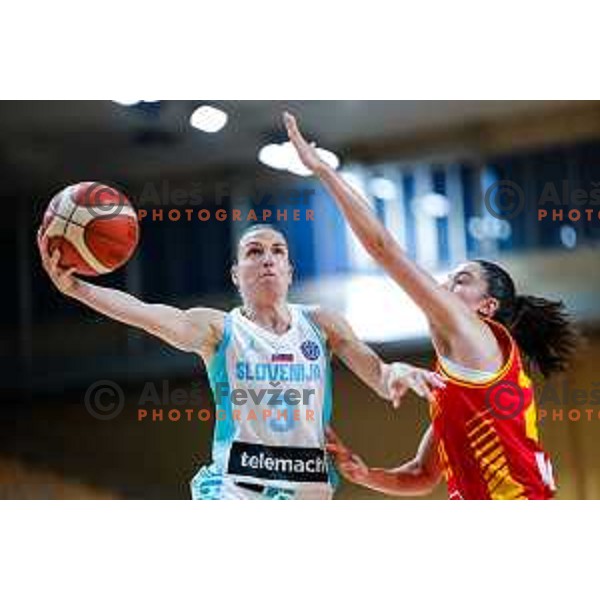 Teja Oblak in action during preparation match for Women’s EuroBasket 2025 between Slovenia and Montenegro in Tivoli Hall, Ljubljana, Slovenia on June 11, 2025