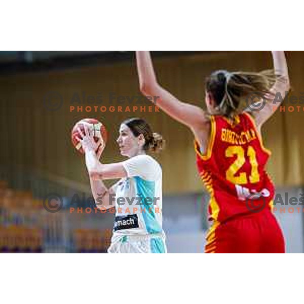 Eva Lisec of Slovenia in action during preparation match for Women’s EuroBasket 2025 between Slovenia and Montenegro in Tivoli Hall, Ljubljana, Slovenia on June 11, 2025