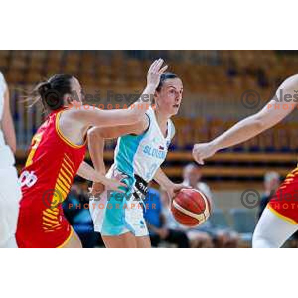 Teja Oblak in action during preparation match for Women’s EuroBasket 2025 between Slovenia and Montenegro in Tivoli Hall, Ljubljana, Slovenia on June 11, 2025