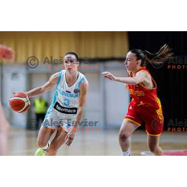Teja Oblak in action during preparation match for Women’s EuroBasket 2025 between Slovenia and Montenegro in Tivoli Hall, Ljubljana, Slovenia on June 11, 2025