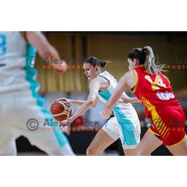 Ajsa Sivka of Slovenia in action during preparation match for Women’s EuroBasket 2025 between Slovenia and Montenegro in Tivoli Hall, Ljubljana, Slovenia on June 11, 2025