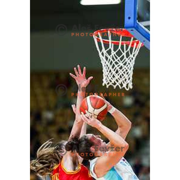 Jessica Shepard in action during preparation match for Women’s EuroBasket 2025 between Slovenia and Montenegro in Tivoli Hall, Ljubljana, Slovenia on June 11, 2025