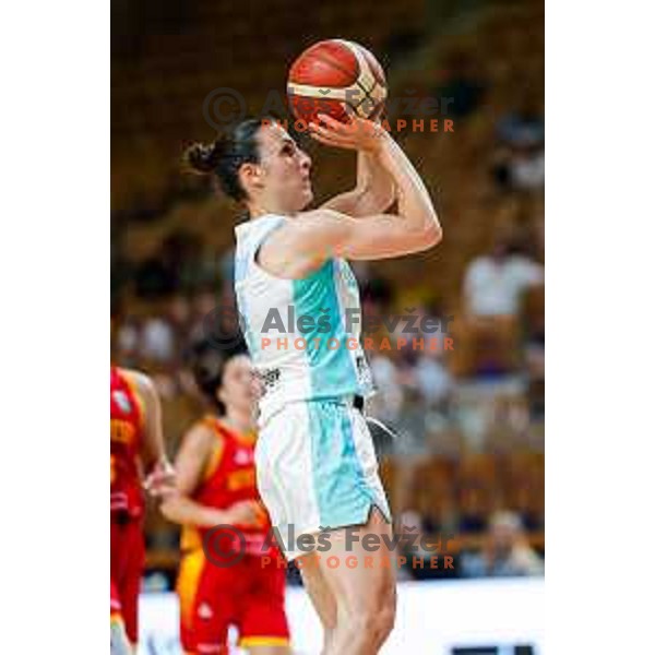 Teja Oblak in action during preparation match for Women’s EuroBasket 2025 between Slovenia and Montenegro in Tivoli Hall, Ljubljana, Slovenia on June 11, 2025