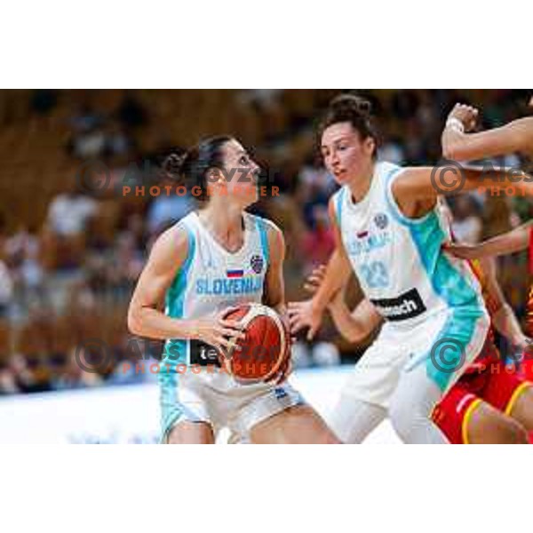 Teja Oblak in action during preparation match for Women’s EuroBasket 2025 between Slovenia and Montenegro in Tivoli Hall, Ljubljana, Slovenia on June 11, 2025
