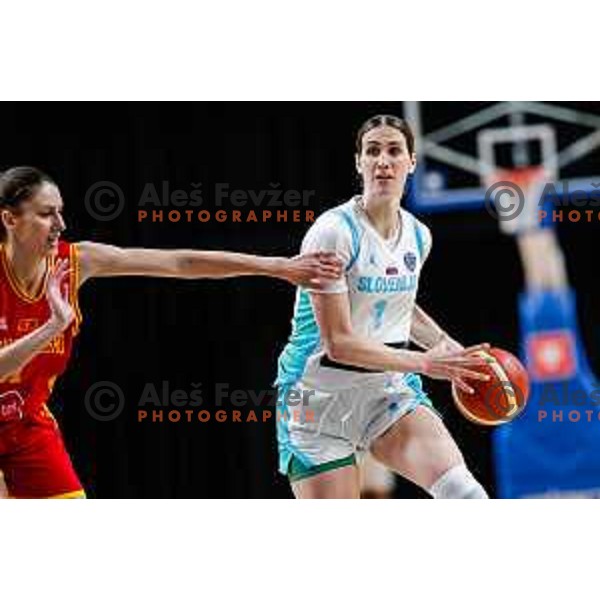 Eva Lisec in action during preparation match for Women’s EuroBasket 2025 between Slovenia and Montenegro in Tivoli Hall, Ljubljana, Slovenia on June 11, 2025