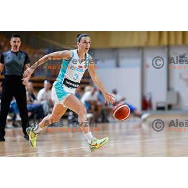 Teja Oblak in action during preparation match for Women’s EuroBasket 2025 between Slovenia and Montenegro in Tivoli Hall, Ljubljana, Slovenia on June 11, 2025