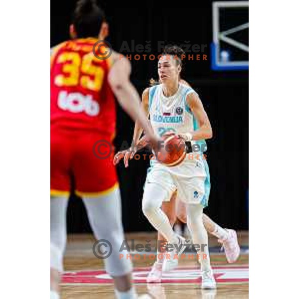 Jessica Shepard in action during preparation match for Women’s EuroBasket 2025 between Slovenia and Montenegro in Tivoli Hall, Ljubljana, Slovenia on June 11, 2025