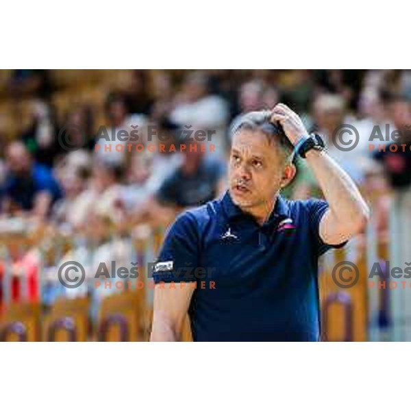 Georgios Dikaloulakos, head coach of Slovenia during preparation match for Women’s EuroBasket 2025 between Slovenia and Montenegro in Tivoli Hall, Ljubljana, Slovenia on June 11, 2025