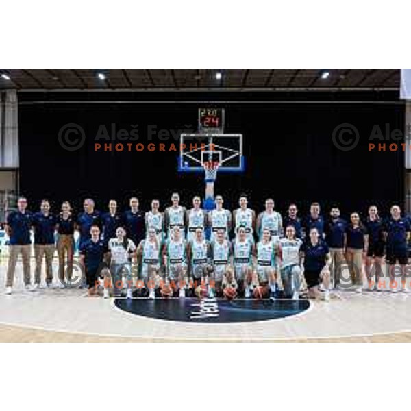 Slovenia National Women\'s Team official shot before the start of preparation match for Women’s EuroBasket 2025 between Slovenia and Montenegro in Tivoli Hall, Ljubljana, Slovenia on June 11, 2025