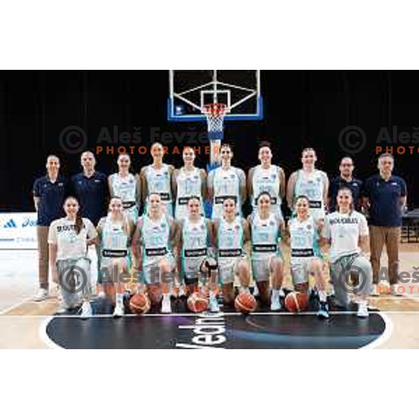 Slovenia National Women\'s Team official shot before the start of preparation match for Women’s EuroBasket 2025 between Slovenia and Montenegro in Tivoli Hall, Ljubljana, Slovenia on June 11, 2025