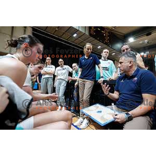 Georgios Dikaloulakos, head coach of Slovenia during preparation match for Women’s EuroBasket 2025 between Slovenia and Montenegro in Tivoli Hall, Ljubljana, Slovenia on June 11, 2025