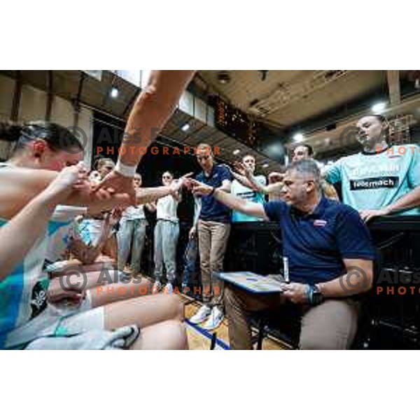 Georgios Dikaloulakos, head coach of Slovenia during preparation match for Women’s EuroBasket 2025 between Slovenia and Montenegro in Tivoli Hall, Ljubljana, Slovenia on June 11, 2025