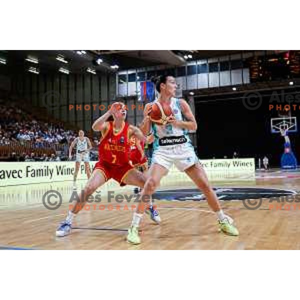 Teja Oblak of Slovenia in action during preparation match for Women’s EuroBasket 2025 between Slovenia and Montenegro in Tivoli Hall, Ljubljana, Slovenia on June 11, 2025