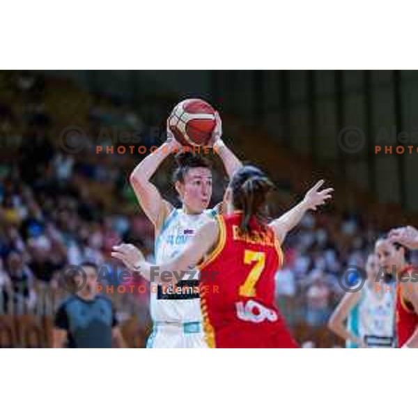 Jessica Shepard in action during preparation match for Women’s EuroBasket 2025 between Slovenia and Montenegro in Tivoli Hall, Ljubljana, Slovenia on June 11, 2025