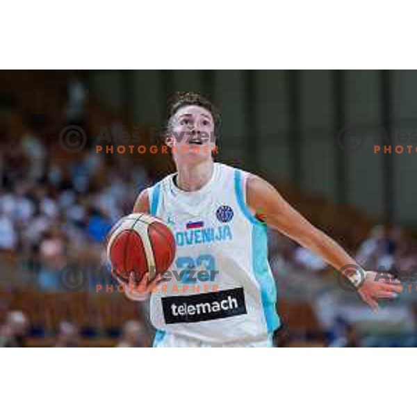 Jessica Shepard in action during preparation match for Women’s EuroBasket 2025 between Slovenia and Montenegro in Tivoli Hall, Ljubljana, Slovenia on June 11, 2025